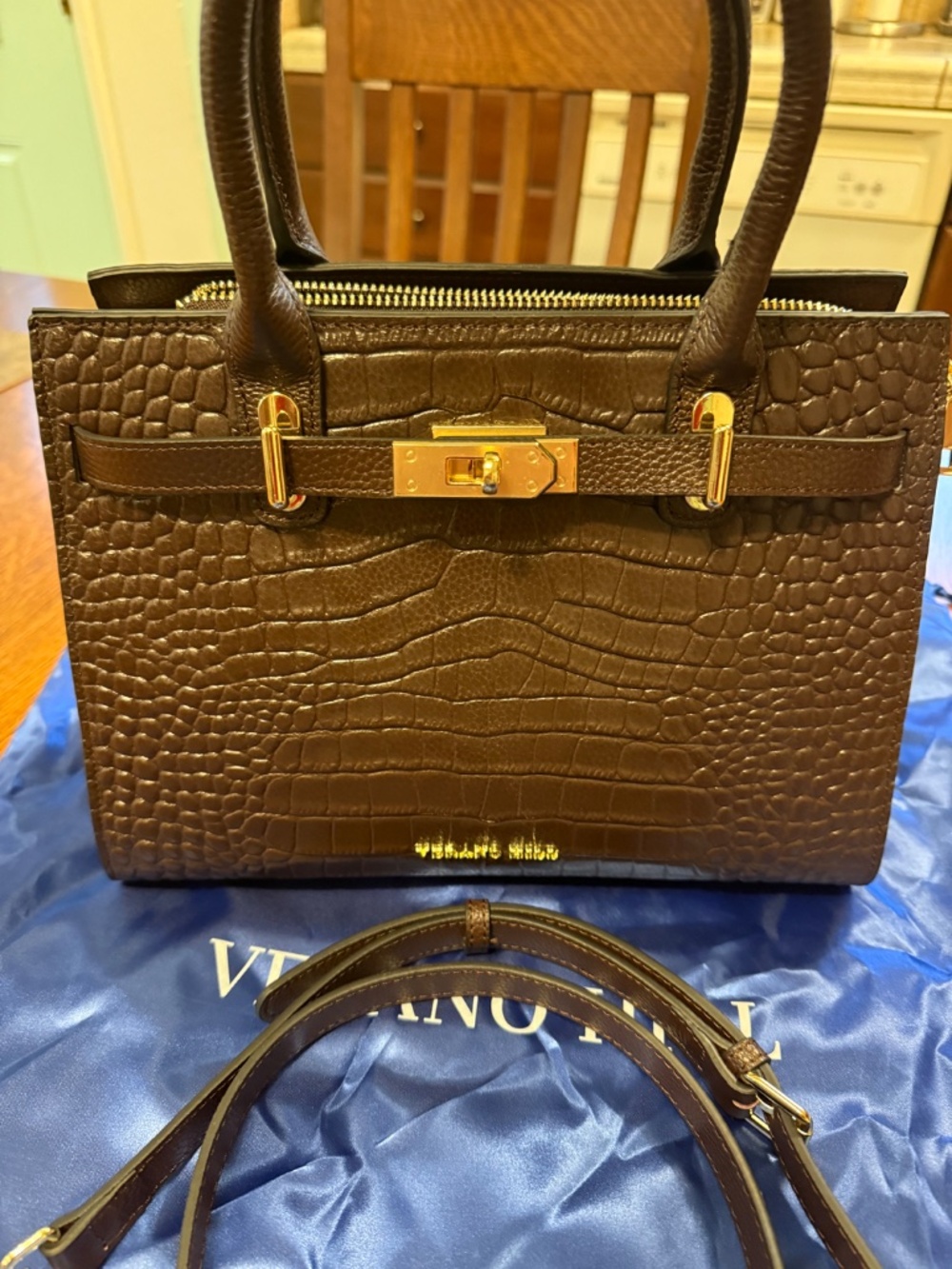 NWOT Verano Hill Marseille Dark Brown Leather Handbag - Picture 5 of 5